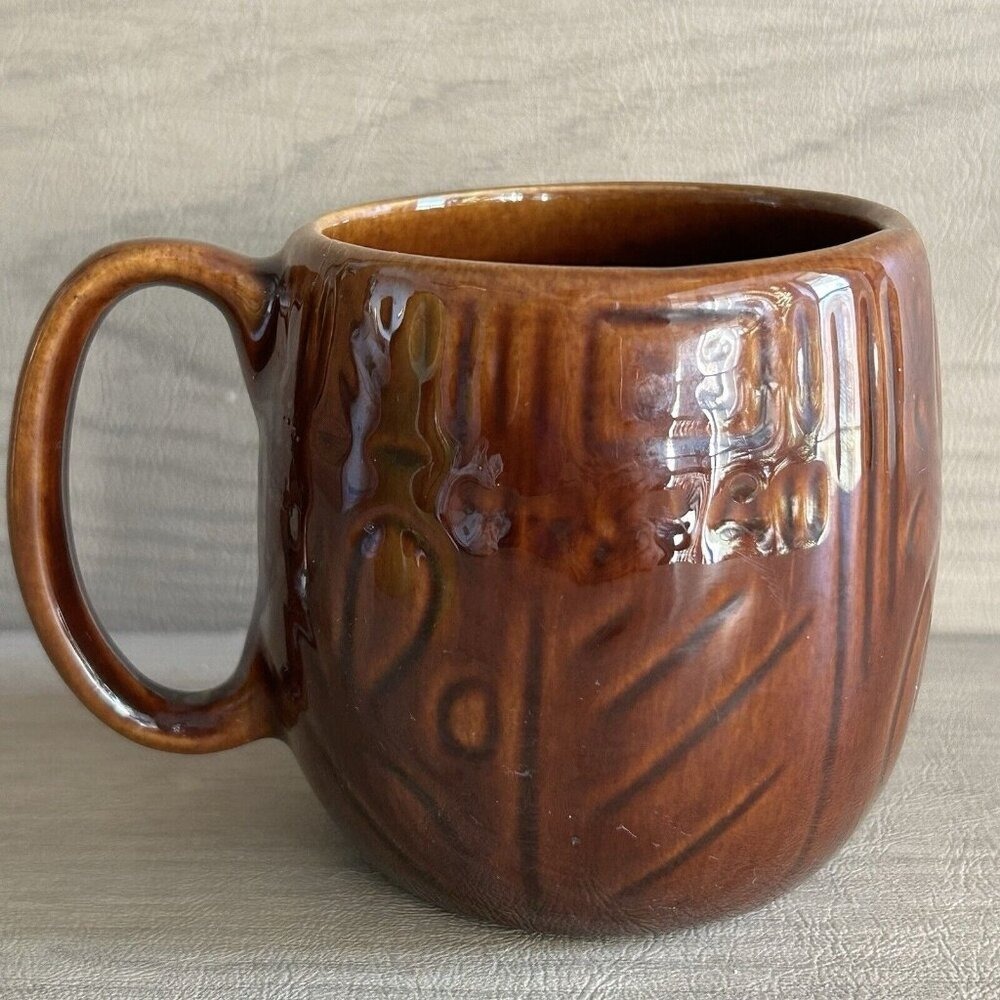 Vtg Hawaiian Bob Lopapa Mug Kavacraft Tiki Cup Made in Hawaii Brown Personalized